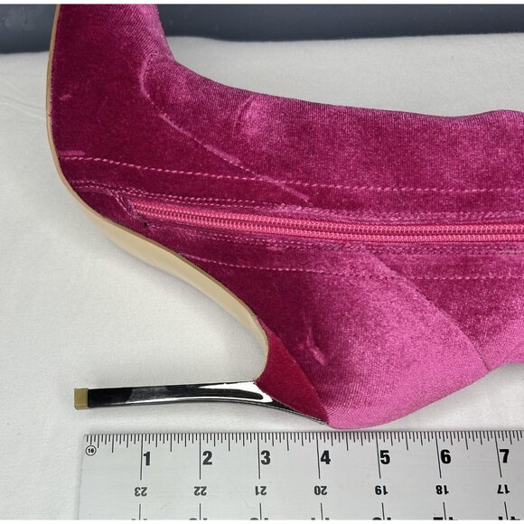 Over The Knee Velvet Boots Womens 6.5 US EU 37 Barbie Pink Pointed Toe Stiletto - Picture 11 of 16